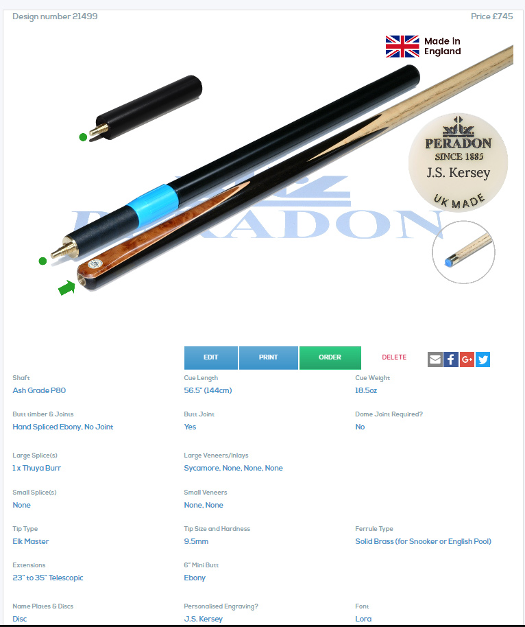 Peradon Cue Wizard Custom Cue